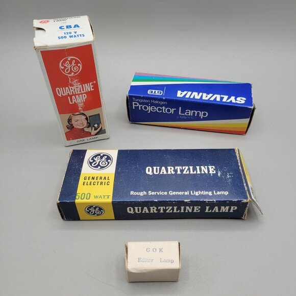 GE 120V 500W and Sylvania 120V 600W Quartzline Lamps GOK Editor Lamp Lot - Picture 1 of 12